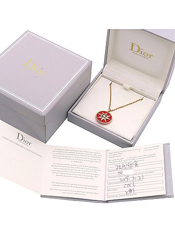 Christian Dior Christian Dior Dior Rose des Vents 1P Diamond 750PG Necklace 18KPG Pink Gold Red Ceramic Jewelry 1678Dior (view 2)