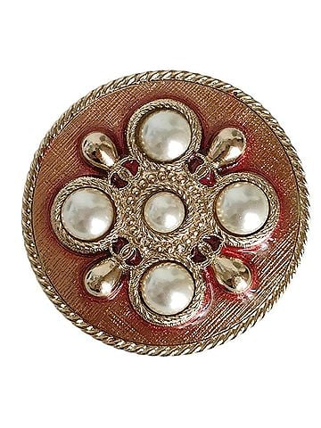 Chanel CHANEL B17P Pearl Motif Pin Brooch with Box, Gold Color, Women's (view 1)