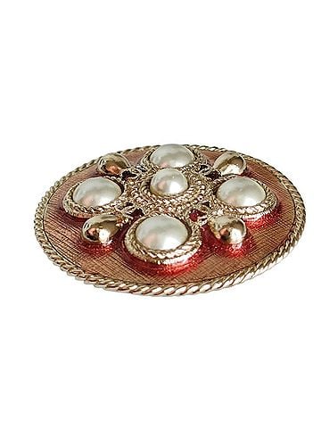 Chanel CHANEL B17P Pearl Motif Pin Brooch with Box, Gold Color, Women's (view 2)