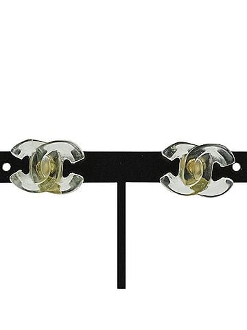 Chanel 01P CHANEL Chanel Coco Mark Turnlock Plastic Earrings Mint Green Women's (view 1)