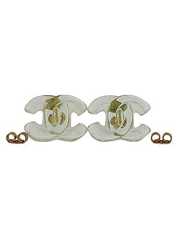 Chanel 01P CHANEL Chanel Coco Mark Turnlock Plastic Earrings Mint Green Women's (view 2)