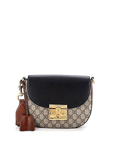 Gucci Padlock Saddle Shoulder Bag GG Coated Canvas and Leather Medium (view 1)