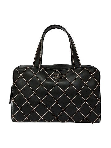 Chanel CHANEL Wild Stitch Leather Handbag, Black, Women's (view 1)