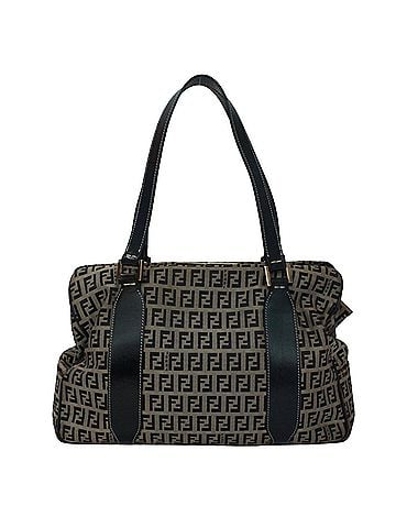 Fendi FENDI Zucchino Tote Bag, Canvas and Leather, Navy, Women's (view 1)