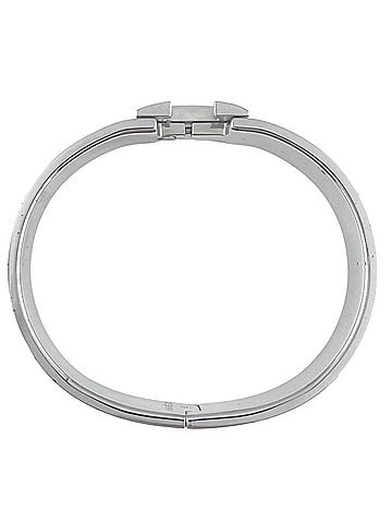 Hermès HERMES Click H Bangle, Enamel Plated, Light Blue Silver, Women's (view 2)