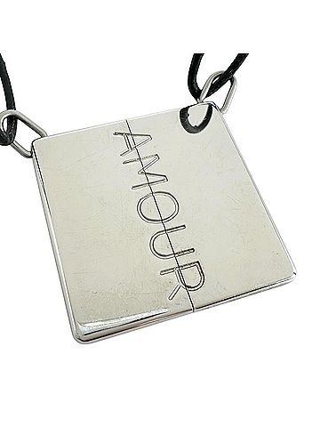Hermès HERMES Hermes Pendant Necklace AMOUR Symbol Choker Leather SS Black Men's Women's (view 1)