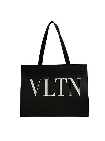 Valentino VALENTINO VLTN Logo Tote Bag, Leather, Black, Men's &amp; Women's (view 1)