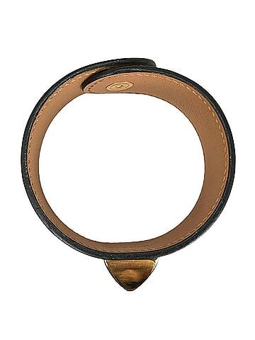 Hermès HERMES Medor Bangle, Box Calf Leather, Black/Brown, Women's (view 2)