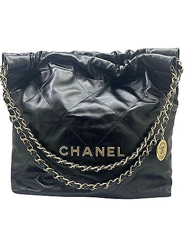 Chanel CHANEL Matelassé 22 Small Handbag, Calfskin, Black, AS3260, Chain Shoulder Bag, Women's (view 1)
