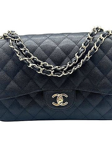 Chanel CHANEL Chanel Large Matelassé 30 Double Flap Caviar Leather Black Chain Coco Mark Women's Men's (view 1)