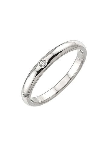 Tiffany & Co. Tiffany &amp; Co. Stacking Band Ring, 1 Diamond, Platinum. (view 1)