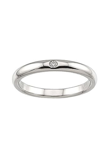 Tiffany & Co. Tiffany &amp; Co. Stacking Band Ring, 1 Diamond, Platinum. (view 2)