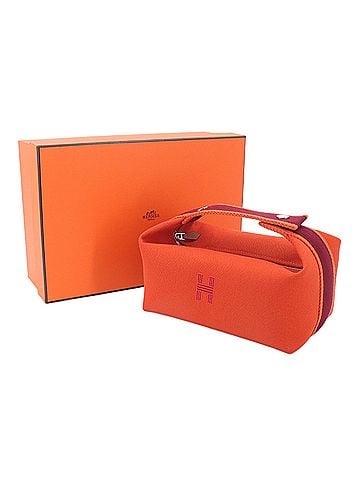 Hermès Hermes Bride a Brac PM Handbag, Toile H (Feu Orange/Rouge H), Silver Hardware, Handbag/Pouch. (view 2)