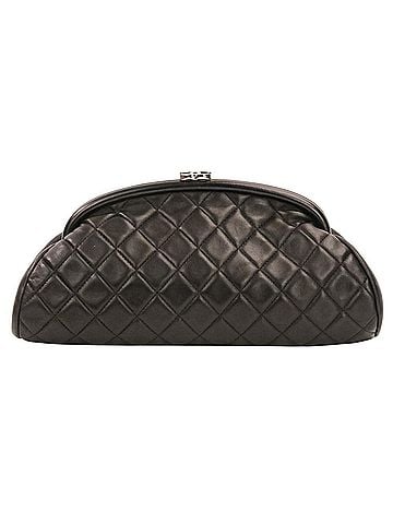 Chanel CHANEL Timeless Quilted Coco Mark Leather Clasp Clutch Bag, Black, Women's (view 1)