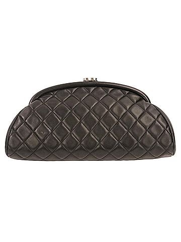 Chanel CHANEL Timeless Quilted Coco Mark Leather Clasp Clutch Bag, Black, Women's (view 2)