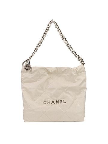 Chanel CHANEL Chanel 22 Chain Coco Mark Leather One-Shoulder Bag AS3260 White Antique Silver Hardware Women's (view 1)