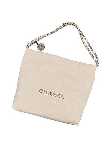 Chanel CHANEL Chanel 22 Chain Coco Mark Leather One-Shoulder Bag AS3260 White Antique Silver Hardware Women's (view 2)