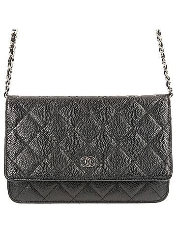 Chanel CHANEL Coco Mark Caviar Skin Matelassé Classic Wallet Chain A33814 Black Women's (view 1)