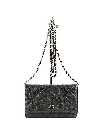 Chanel CHANEL Coco Mark Caviar Skin Matelassé Classic Wallet Chain A33814 Black Women's (view 2)