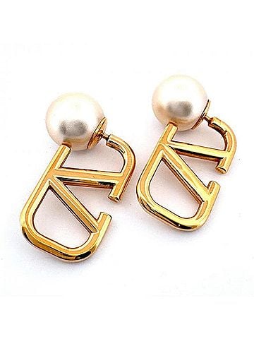 Valentino VALENTINO GARAVANI V-logo Signature Earrings GP Faux Pearl (view 1)
