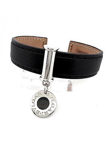 Bvlgari BVLGARI Bulgari Calfskin Bracelet Twist 23515 Black (view 2)