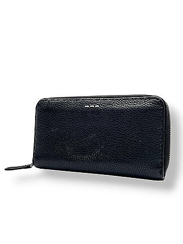 Fendi Fendi Selleria Zip-Around Long Wallet, Roma Leather, Black, Silver Hardware, Men's/Women's, W5 (view 1)