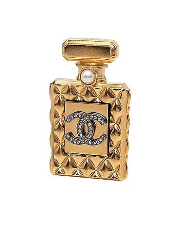 Chanel Chanel Coco Mark Matelassé Perfume Bottle F20A Brooch Gold Plated Rhinestone Faux Pearl Women's CHANEL (view 1)