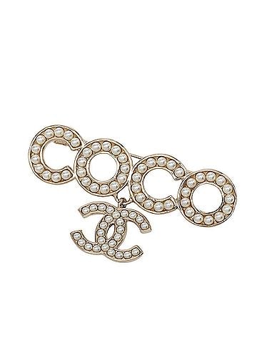 Chanel Chanel Coco Mark Brooch B21P Gold Plated Faux Pearl Women's CHANEL (view 1)