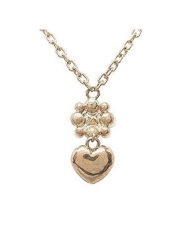 Chanel Chanel Coco Mark Heart Flower Pendant Necklace B21P Gold Plated Faux Pearl Stone Women's CHANEL (view 2)