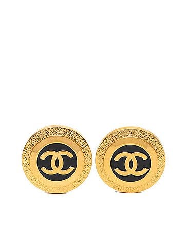 Chanel Chanel Coco Mark Round Earrings, Gold Plated (GP), Women's. (view 1)