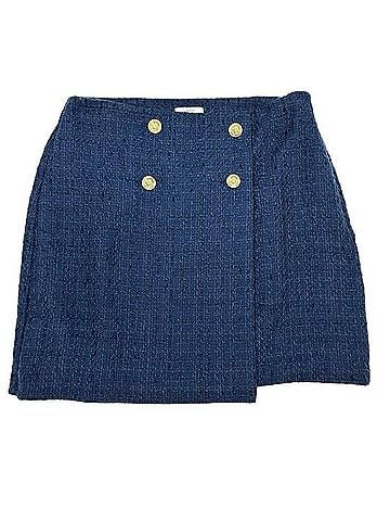 Ann Taylor LOFT Navy Tweed Mini Skirt Faux Wrap Casual Skirt (view 1)
