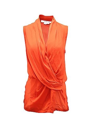 Helmut Lang Helmut Lang Surplice Blouse in Orange Silk (view 1)
