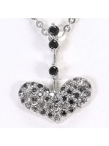Unbranded 18K (18-karat white gold) necklace with 0.30ct black diamond, total weight 2.7g, 41cm length. Jewelry. (view 1)