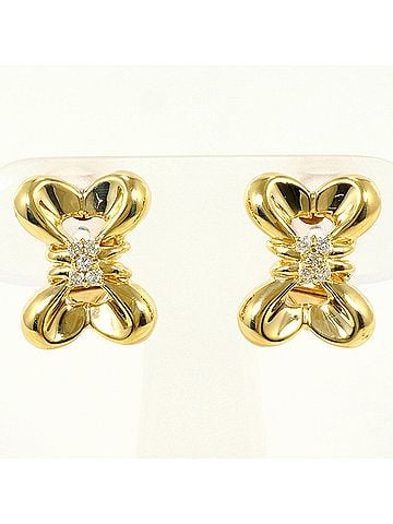 Unbranded 18K (18-karat) Yellow Gold Earrings with 0.07ct Diamonds, Total Weight 3.8g, Jewelry (view 1)