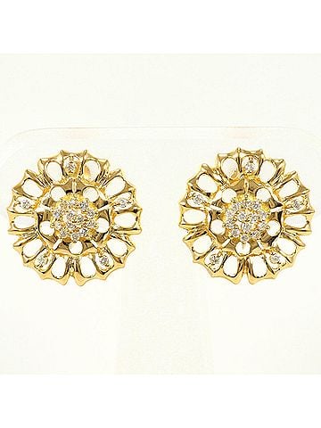 Unbranded 18K (18-karat) Yellow Gold Earrings with 0.12ct Diamonds, Total Weight 3.5g, Jewelry (view 1)