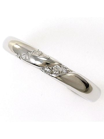 Unbranded PT1000 Platinum Ring, Diamond 0.02ct, Blue 0.01ct, Total Weight 4.3g, Jewelry (view 1)