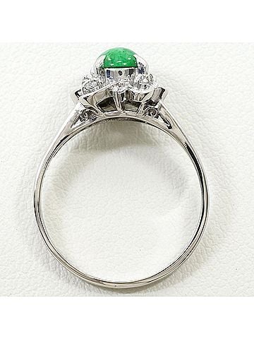 Unbranded PT900 Platinum Ring, 1 piece, Jadeite and Diamond 0.10ct, Total Weight 4.7g, Jewelry (view 2)