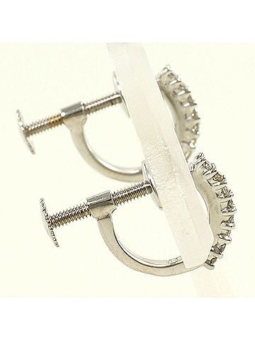 Unbranded 18K (18-karat white gold) WG (white earrings with diamonds (carat mark not specified), total weight 1.6g, jewelry. (view 2)