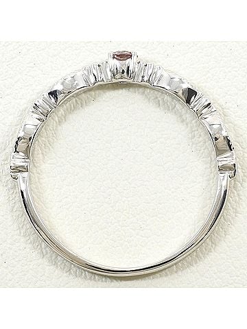Unbranded 18K (18-karat white gold) ring, 1 pink diamond (0.07ct), 0.03ct diamond, total weight 1.9g, jewelry. (view 2)