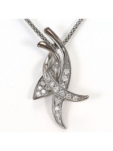 Unbranded 18K (18-karat white gold) necklace with 0.39ct diamond, total weight 7.1g, 49cm length. Jewelry. (view 1)