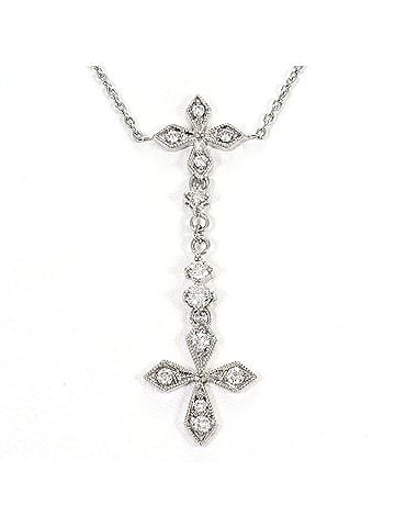 Unbranded 18K (18-karat white gold) necklace with 0.21ct diamond, total weight 3.0g, 42cm length. Jewelry. (view 1)