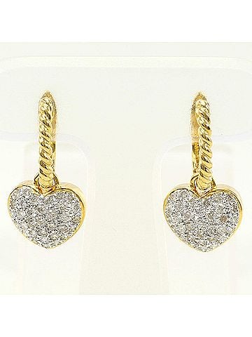 Unbranded 18K (18-karat) Yellow Gold (YG) Earrings with 0.77ct Diamonds, Total Weight 6.2g, Jewelry (view 1)