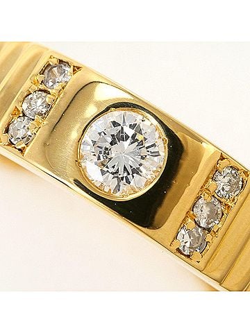 Unbranded 18K (18-karat) Yellow Gold Ring with Diamonds: 0.10ct and 0.05ct, Total Weight: 3.2g, Jewelry (view 2)