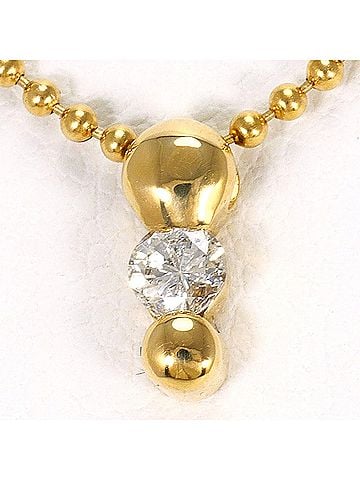 Unbranded 18K (18-karat) Yellow Gold Necklace with Diamond (carat weight not stamped), Total Weight 3.2g, 40cm, Jewelry (view 1)