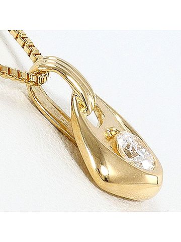 Unbranded 18K (18-karat) Yellow Gold Necklace with 0.12ct Diamond, Total Weight 2.4g, 40cm Length, Jewelry (view 2)