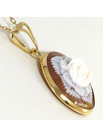 Unbranded 18K (18-karat) Yellow Gold Necklace with Shell Cameo, Total Weight 3.0g, 39cm, Jewelry (view 2)