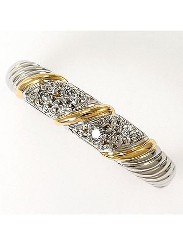 Unbranded PT900 Platinum 18K YG Yellow Gold Ring, 1 Diamond 0.06ct, Total Weight 4.3g, Jewelry (view 1)