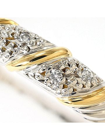 Unbranded PT900 Platinum 18K YG Yellow Gold Ring, 1 Diamond 0.06ct, Total Weight 4.3g, Jewelry (view 2)