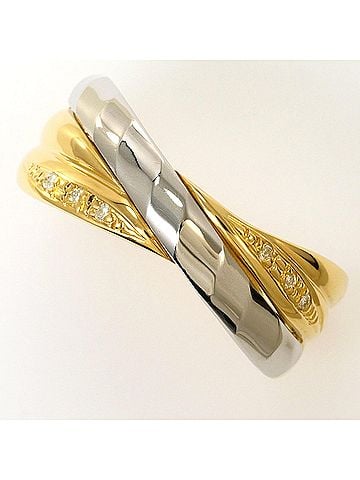 Unbranded PT900 Platinum 18K YG Yellow Gold Ring, 1 Diamond 0.03ct, Total Weight 4.2g, Jewelry (view 1)