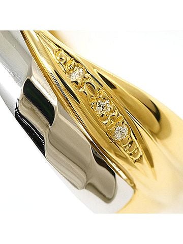 Unbranded PT900 Platinum 18K YG Yellow Gold Ring, 1 Diamond 0.03ct, Total Weight 4.2g, Jewelry (view 2)